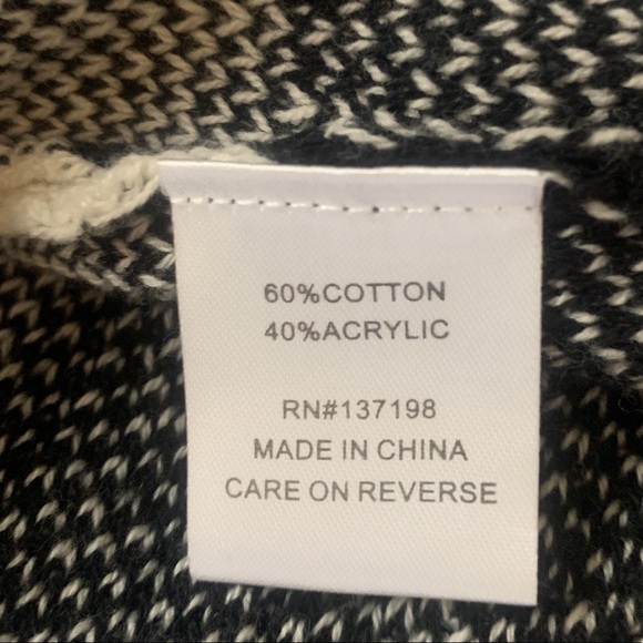 Boho Cardigan Small Tribal Aztec Black White - Picture 10 of 11